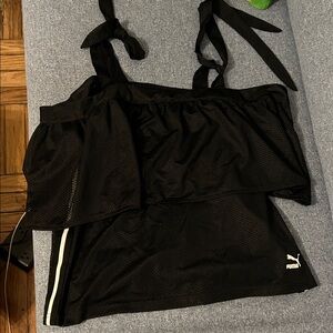 Puma Black Mesh Layered Top